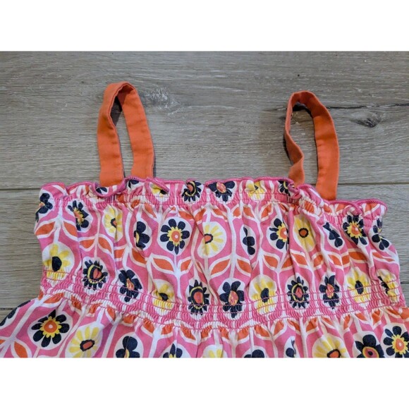 Hanna Andersson Sleeveless Pink Orange Floral Sundress Girls 120 US 6-7 - Picture 4 of 8